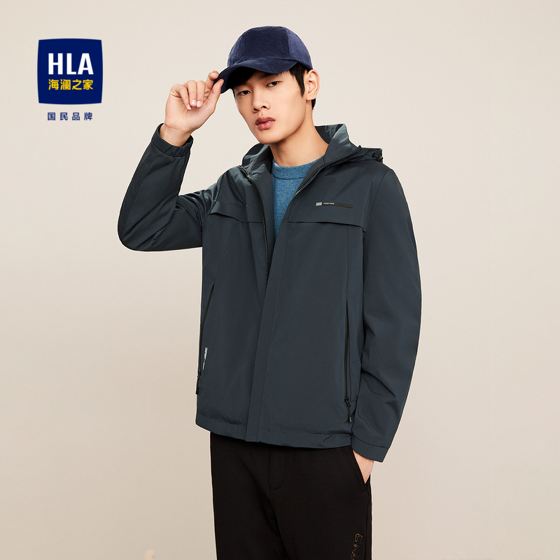 HLA/海澜之家夹克石墨烯科技棉系列连帽工装风男士夹克