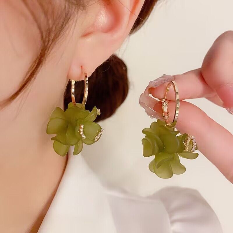 铜合金亚克力耳饰 【198号】【花海】韩式设计花瓣高级感超仙甜美耳环