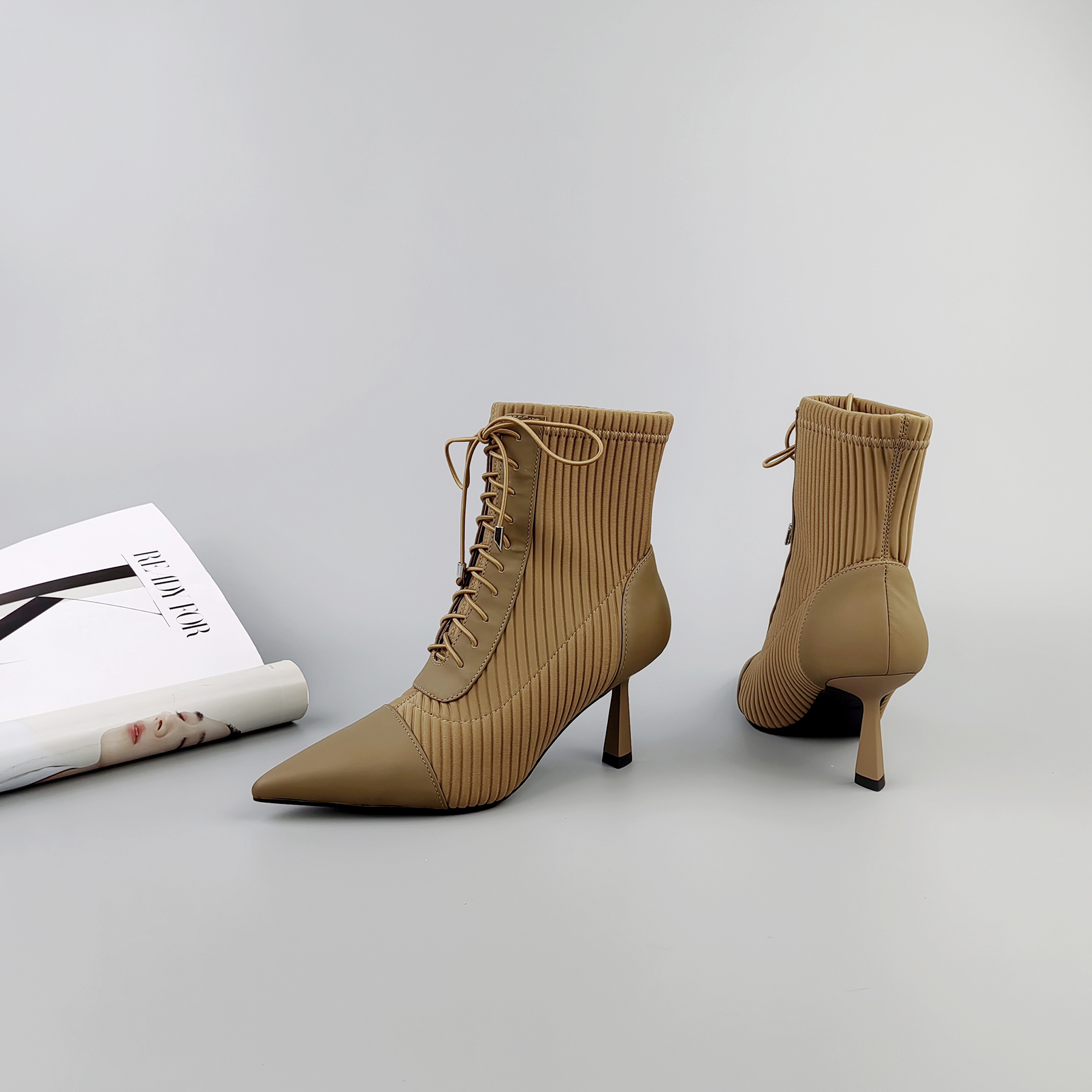 火爆秋冬新款气质时尚百搭女士欧美逛细跟尖头女人味短靴3657-8