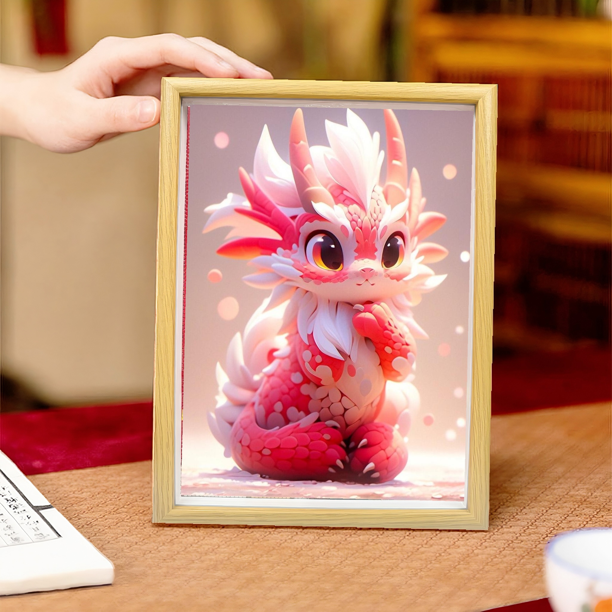 钻石画粉粉小龙ins高颜值手工diy生日礼物儿童益智玩具钻石贴画