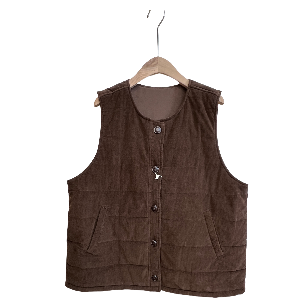 冬季新款灯芯绒简约圆领舒适休闲宽松新雪丽棉背心女百搭复古文艺