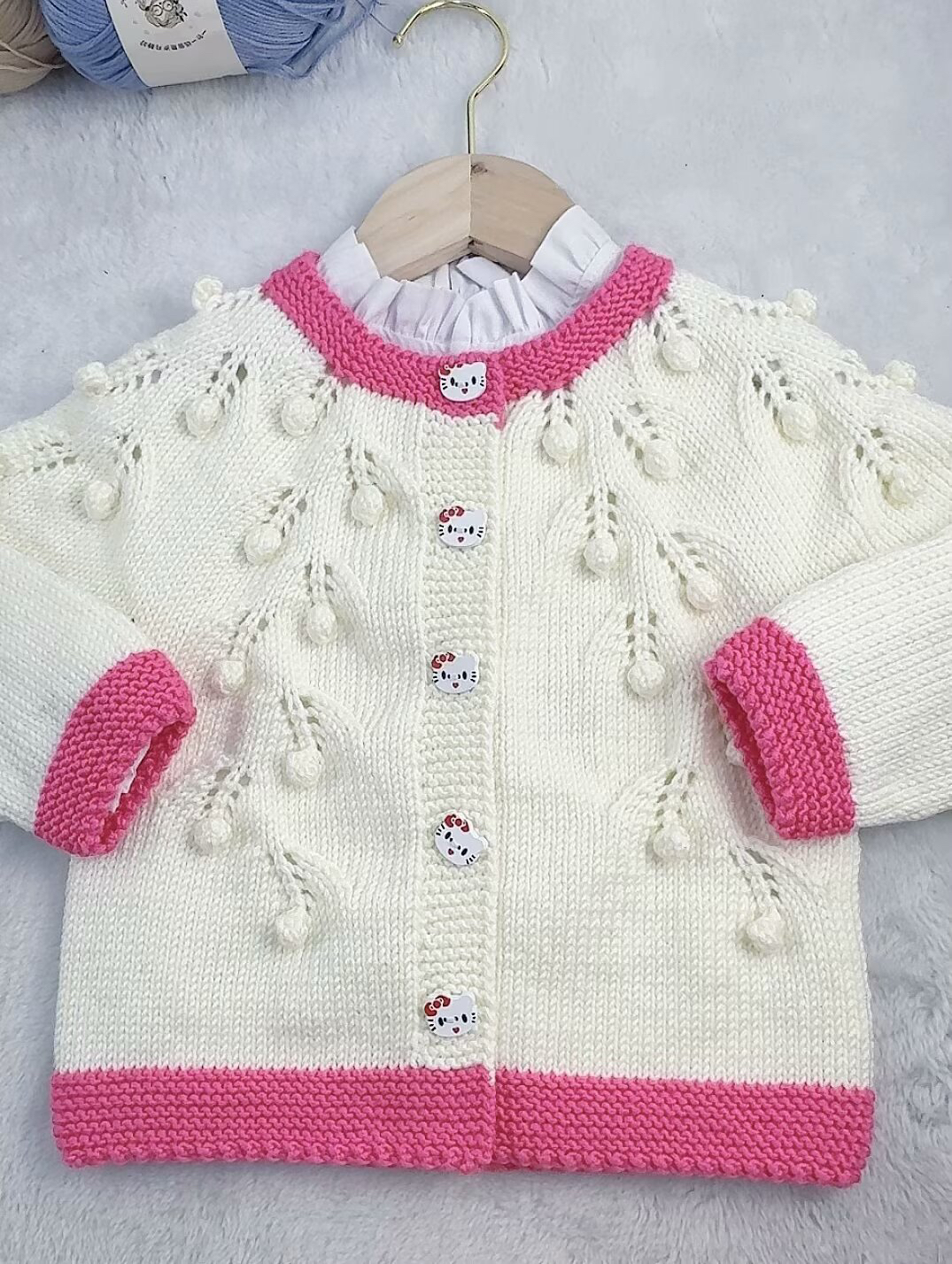 小樱桃开衫新品手编小棒针毛线中粗宝宝毛线手编毛衣线围巾线