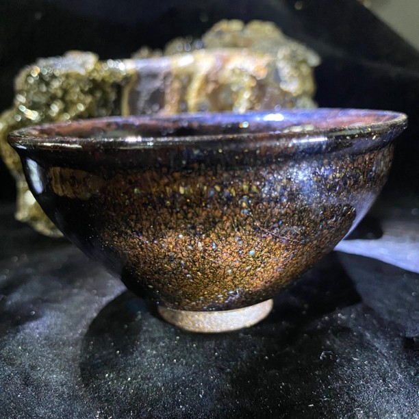 落灰 赤金羽滴建盏主人杯龙窑柴黑瓷茶器 茶盏