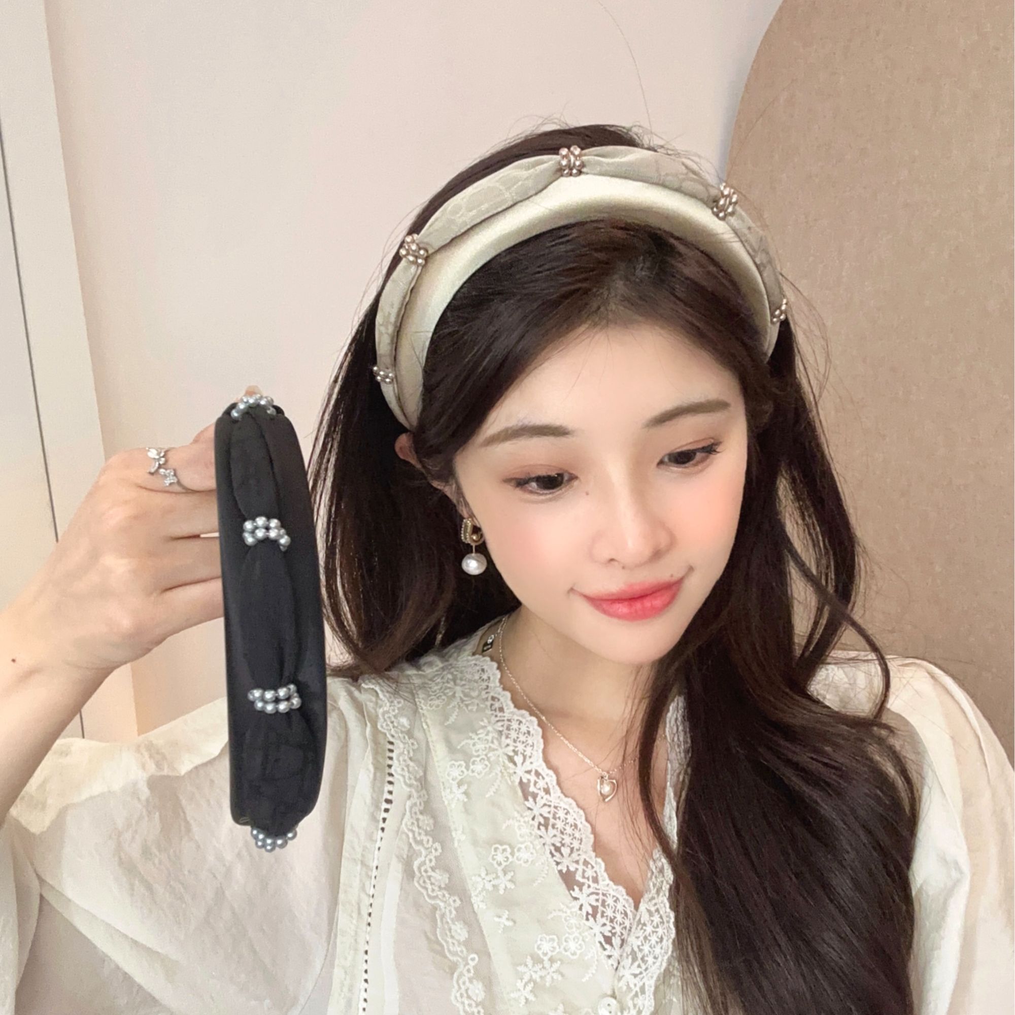 尚倪赫本风法式贝珠百搭发箍高级时尚轻奢简约复古气质夏季头箍