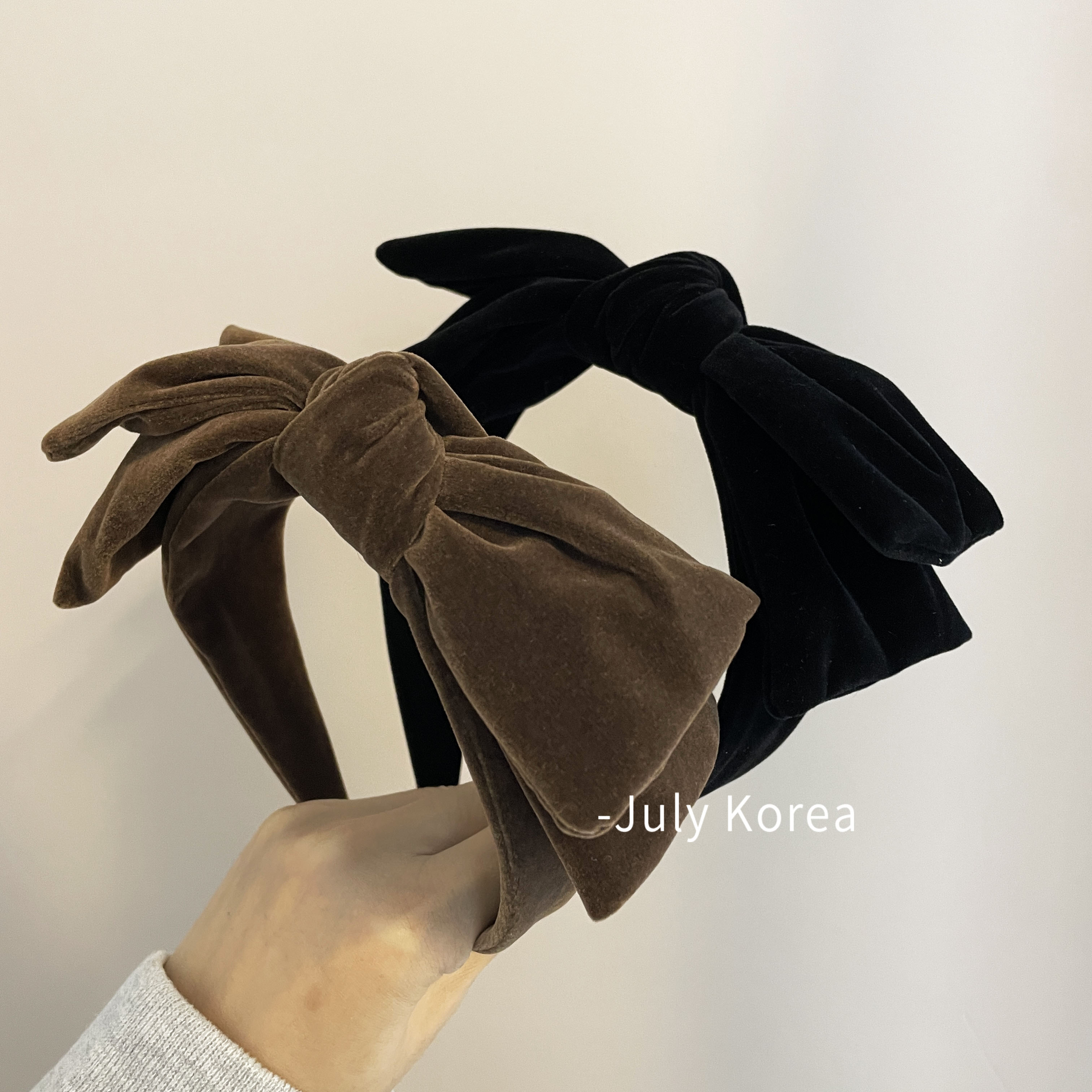 丝绒泰迪咖大蝴蝶结发箍黑色发卡复古网红质感外戴头饰