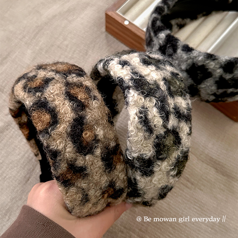 尚倪【豹纹】毛绒豹纹宽边发箍发卡女秋冬头饰新款发饰压发发箍发饰