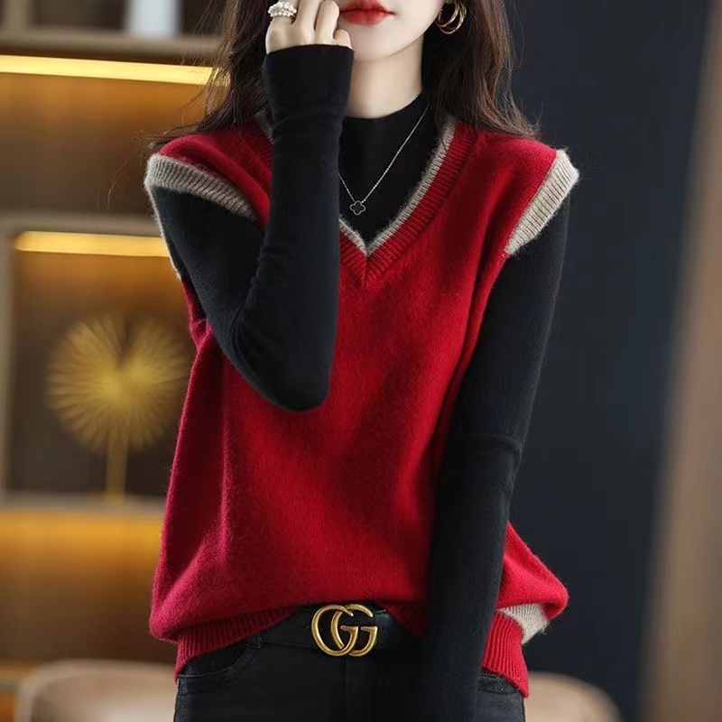 品牌折扣女装专柜撤柜正品背心毛衣秋季外穿洋气百搭针织马甲上衣