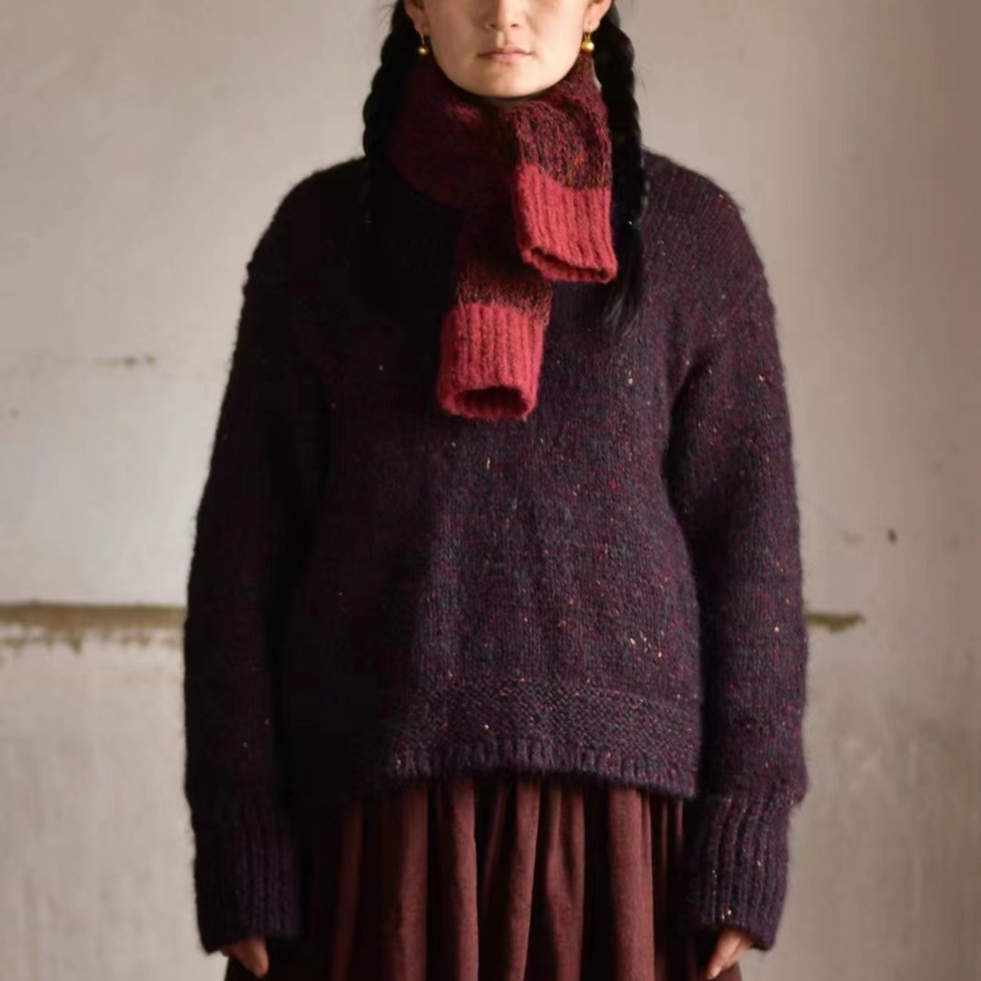 7折款左岸迷香植物染羊毛混纺针织上衣套头毛衣7039加厚保暖冬季