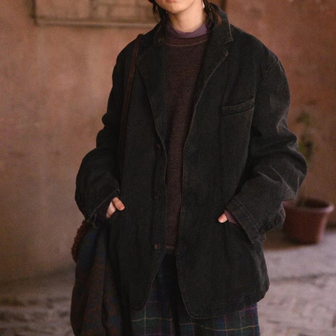 7折款左岸迷香纯棉短外套8037休闲复古宽松加厚