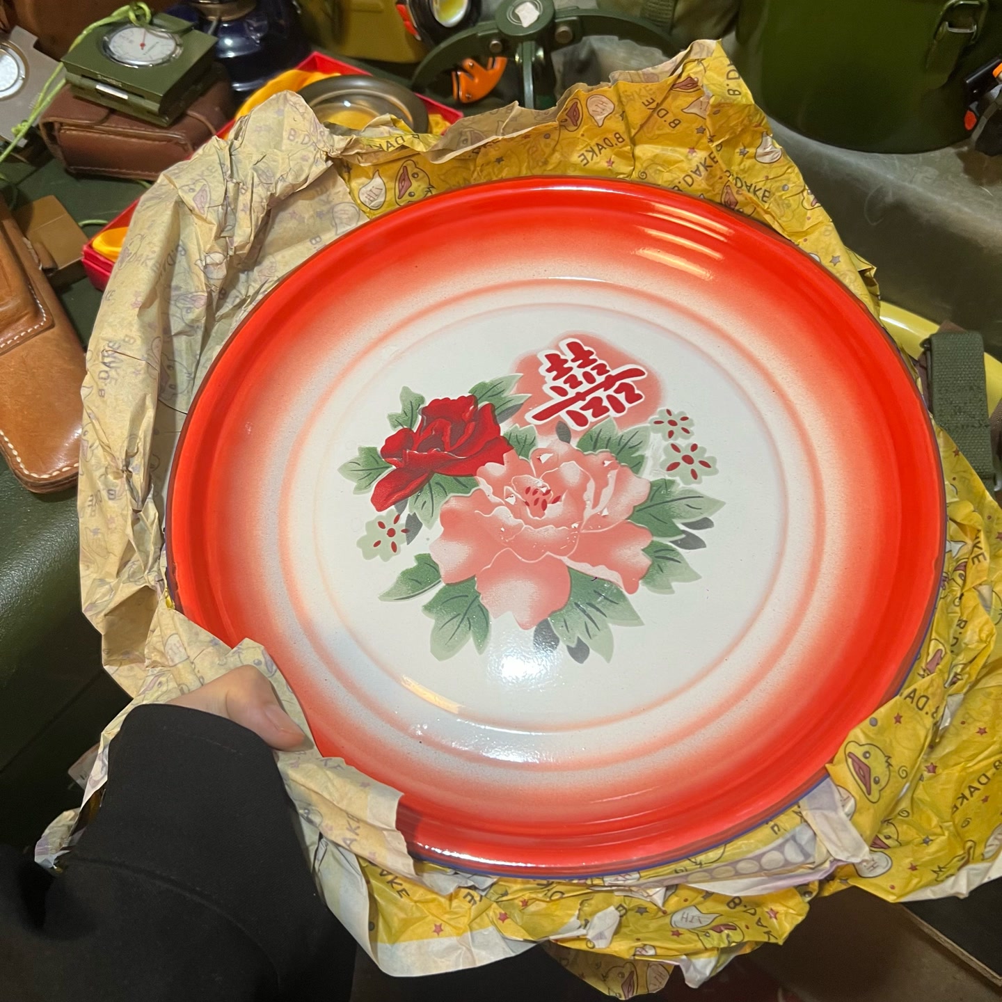 正品老货果盘搪瓷盘30公分全新库存