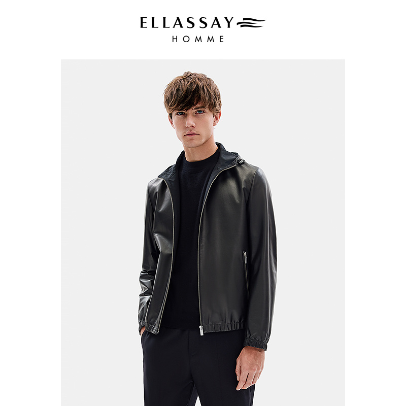ELLASSAY歌力思男装新连帽款双面可穿西班牙进口皮衣EME353X00800