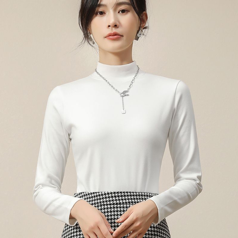 打底衫女秋冬2025新款德绒半高领内搭纯色打底衫修身长袖女上衣