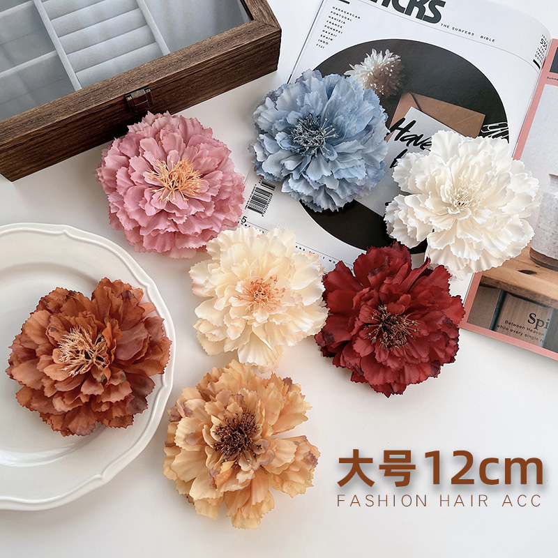 汉服绢花牡丹花朵发夹子头饰头发卡子女发饰写真摄影拍照古风配饰