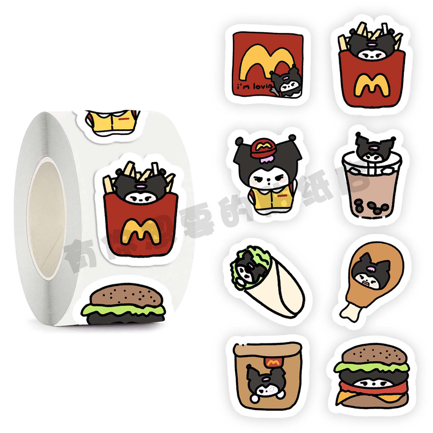 新款美食库洛米卷卷贴ins可爱卡通表情装饰手账贴纸封口贴胶带