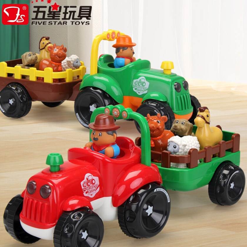农夫车儿童大号拖拉机电动玩具仿真模型欢乐农场（颜色随机）