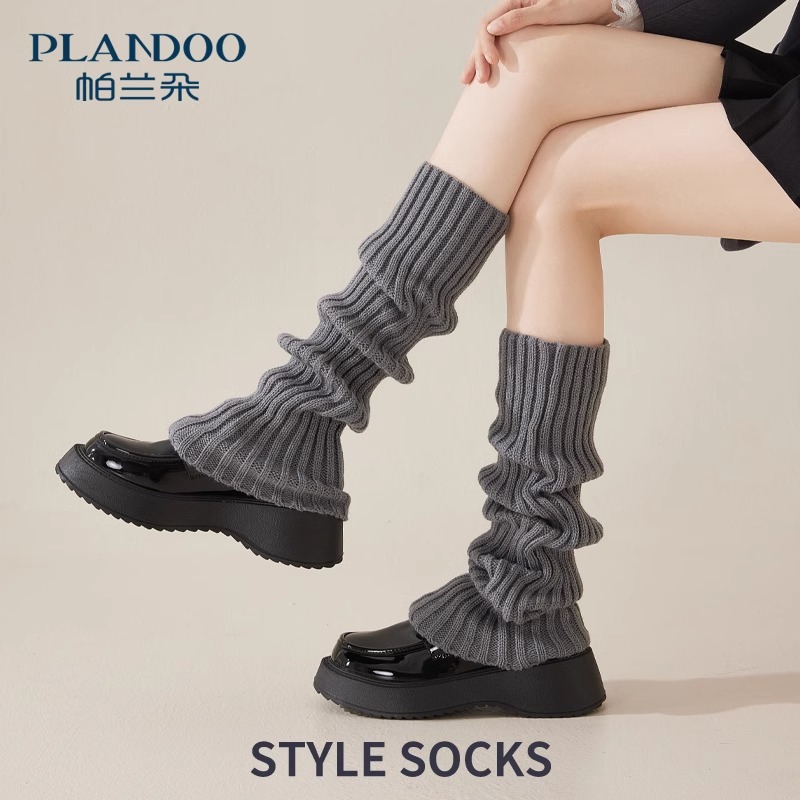 灰色袜套女针织腿套袜子春秋款长筒堆堆袜春jk小腿袜配玛丽珍鞋