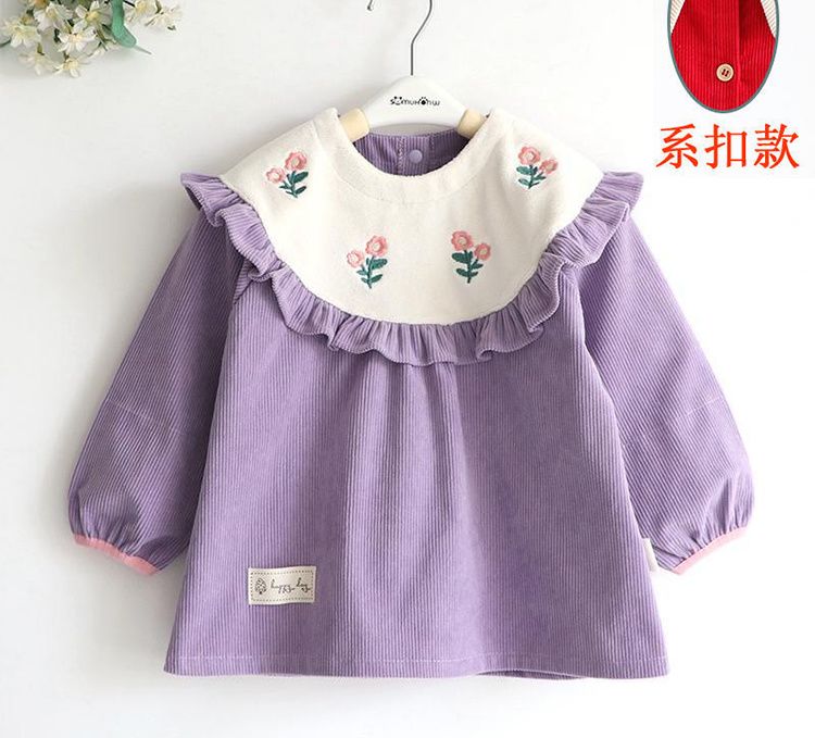 女孩罩衣宝宝吃饭防水防脏秋冬长袖围裙婴儿外穿围兜可爱反穿衣