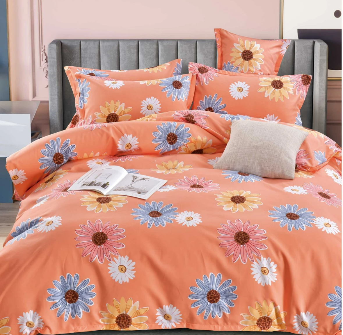 【纷纷花香】自产自销高支高密水洗斜纹棉被罩AB面