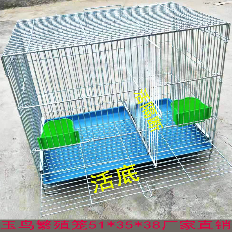 镀锌鸟笼双间隔断笼子鹦鹉牡丹玉鸟抱窝笼繁殖用笼子活底折叠加粗