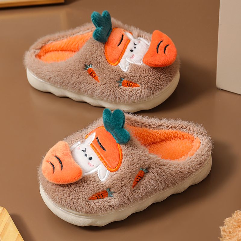 儿童棉拖鞋冬季男童女童卡通可爱宝宝防滑室内加绒加厚毛毛棉拖鞋