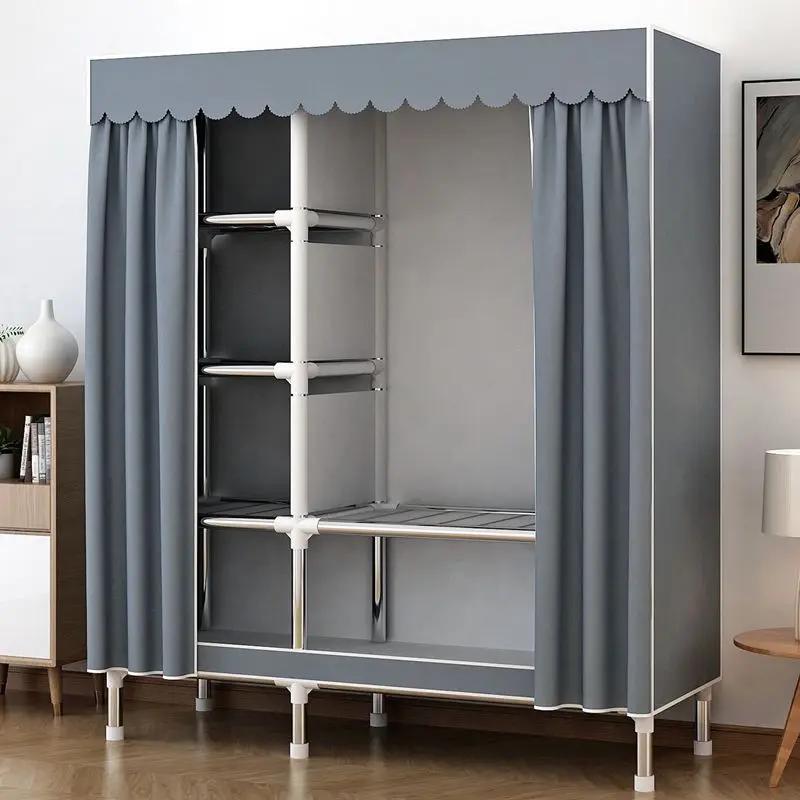 【新疆包邮】简易布衣柜家用卧室组装收纳橱出租房屋钢管加粗加固