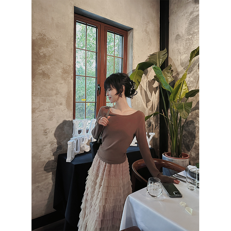 nana胶囊纯色抽绳镂空上衣百搭高级显瘦长袖Q2209086XS3YB