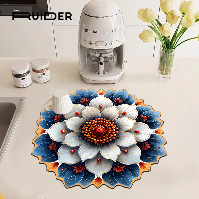 蓝玲珑美式餐桌沥水垫茶几电视柜垫子