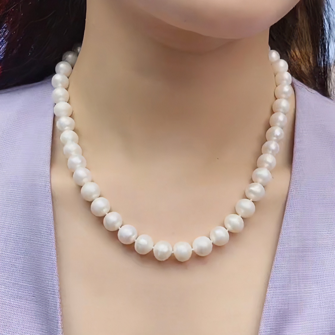C3155-天然流彩白澳白大珍珠皇后项链配木盒送礼佳品卡10m左右FDD