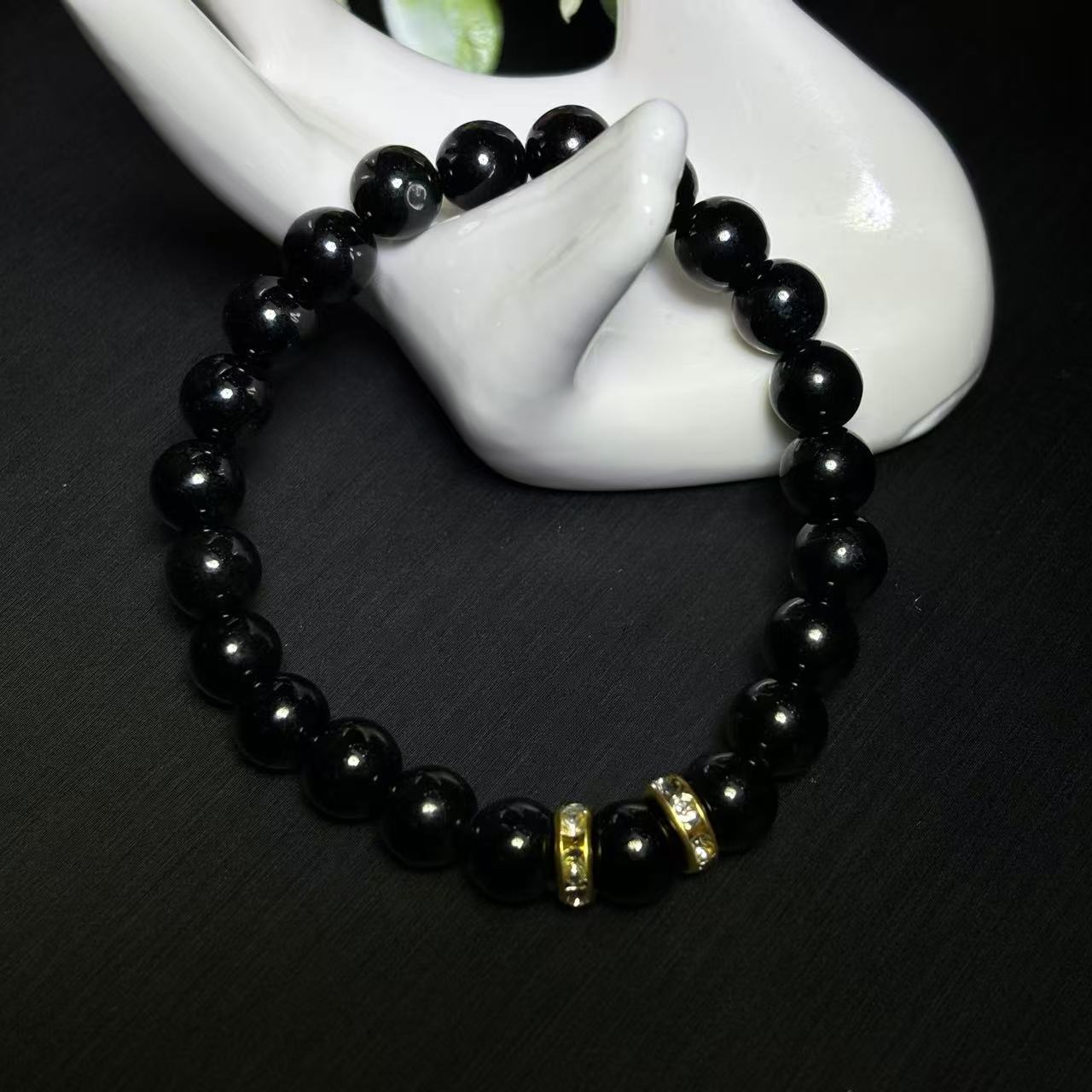 A5343卡8左右-A货翡翠墨翠手串