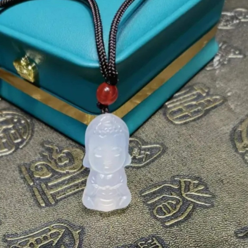 S1376-（天然珠宝）玄晶雪域冰魄玉宝宝佛吊坠-送礼佳品.