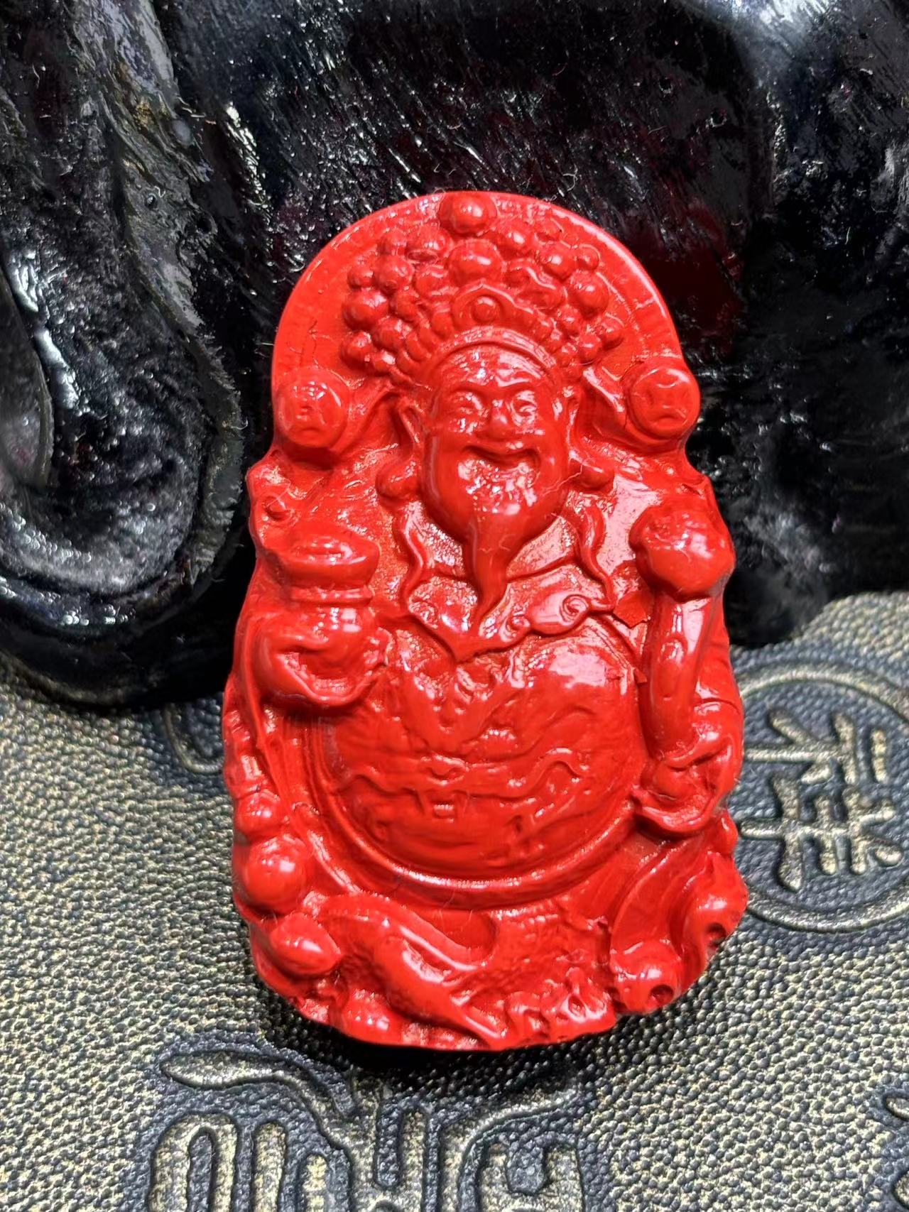 面面来财珠宝 含辰砂工艺品S6880-朱砂财神吊坠-带绳子-