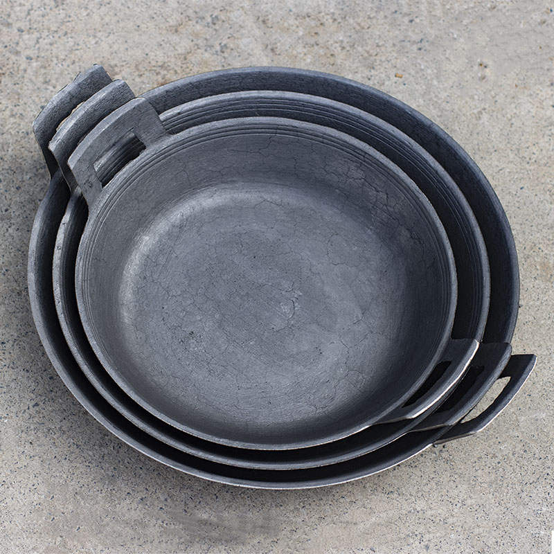 玉祥浮瑞山西阳泉手工生铁铸铁双耳平底锅烙饼煎鱼煎肉燃气电磁炉