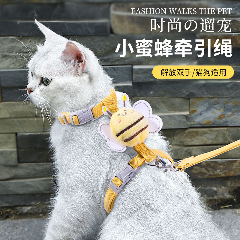 新疆包邮猫咪牵引绳防挣脱外出专用工字形遛猫绳兔子狗链子可调节