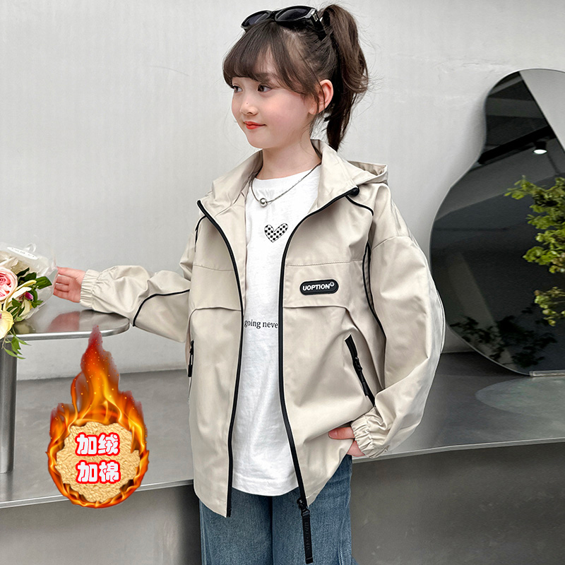 女童秋冬外套装新款洋气中大儿童冲锋衣春秋小女孩运动连帽上衣