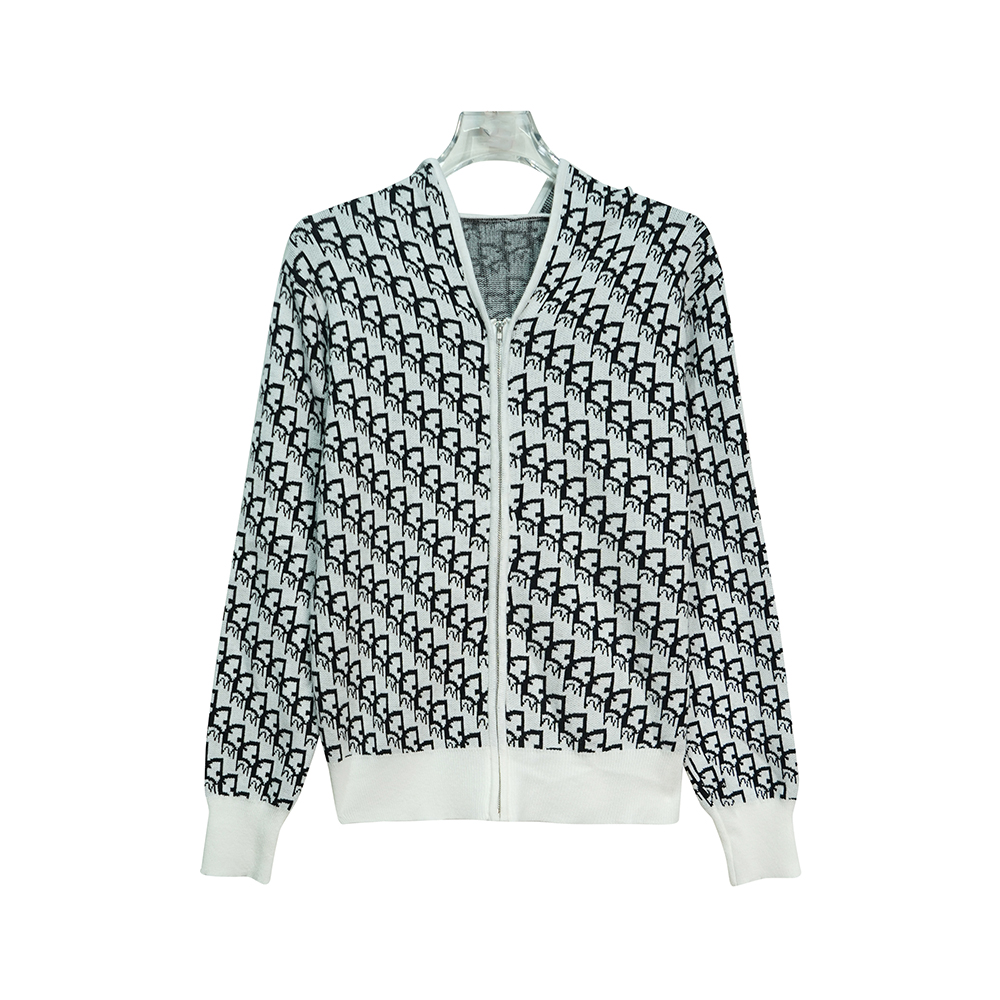 X24185【上新】设计感小香风休闲减龄提花黑色长袖连帽开衫外套