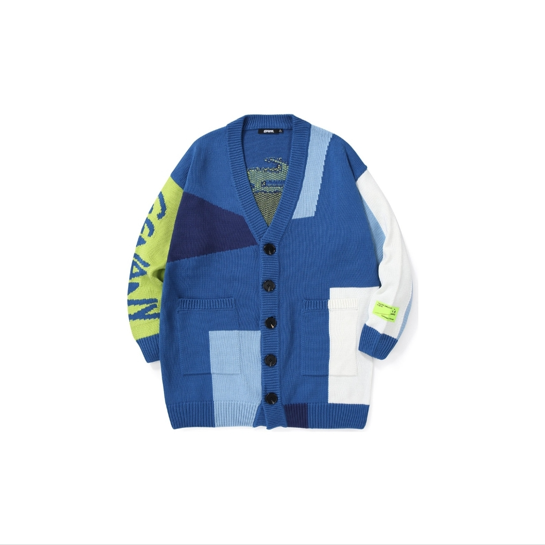 潮服薄款毛衣外套毛衣外套时尚秋冬复古拼色