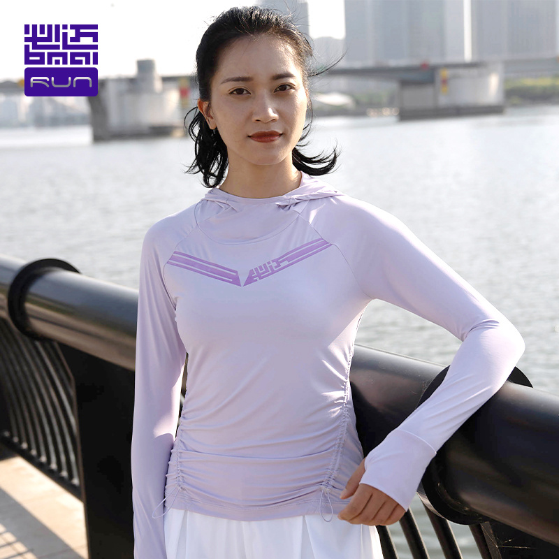 必迈跑步连帽轻薄防晒长袖速干夏季薄款户外女士运动透气FRTG008