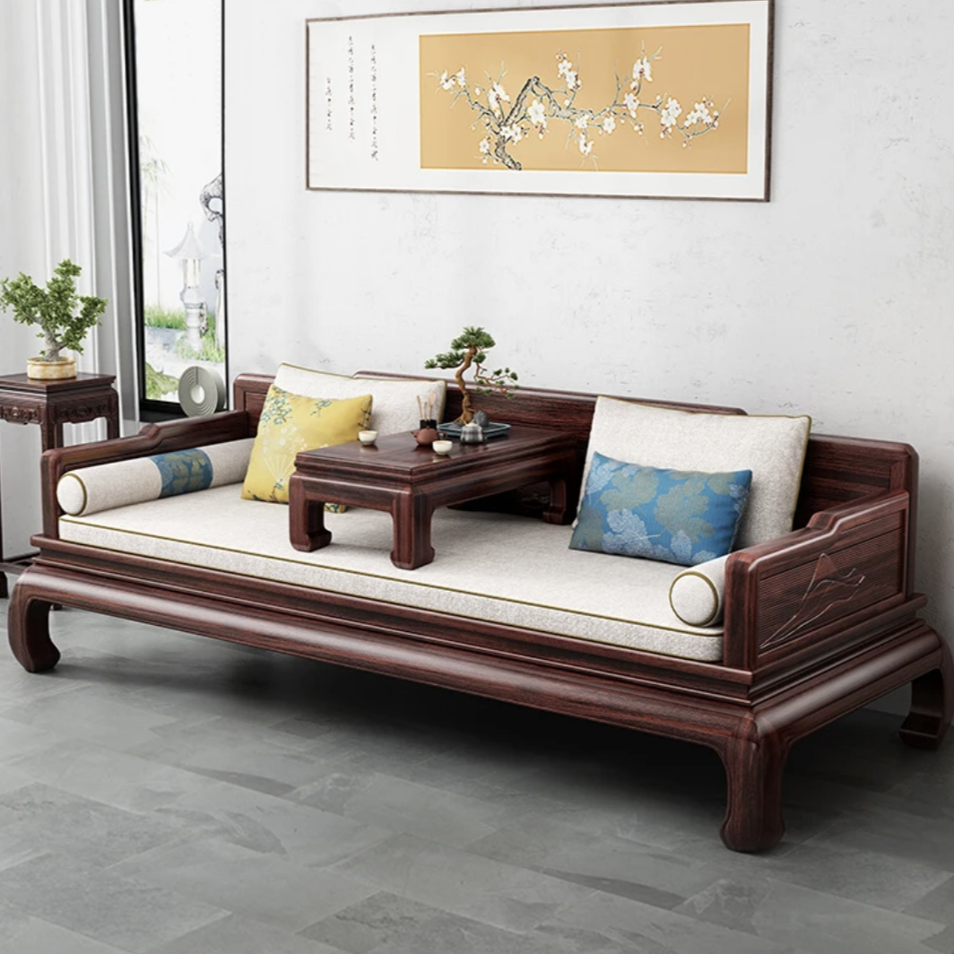 新古典明清罗汉床明式家具乌金木罗汉床客厅两用