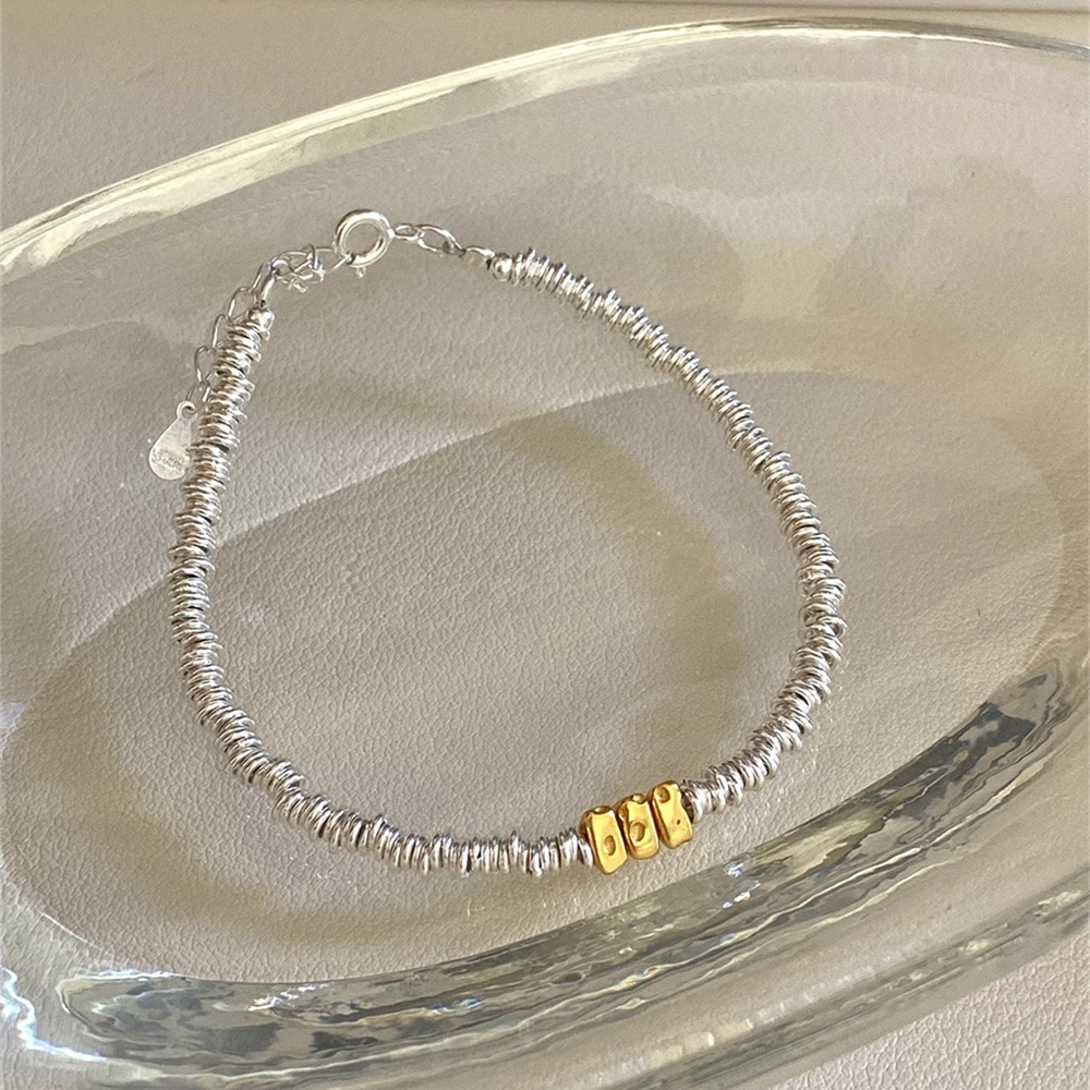 925银手链 925银金色碎银子韩女简约设计感时尚小众饰品