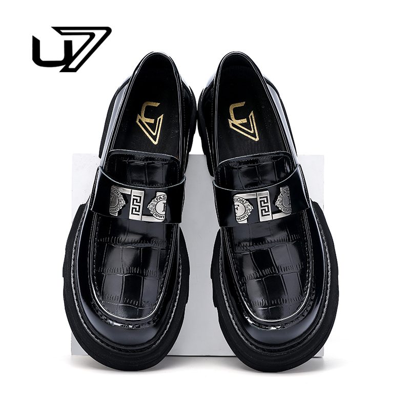 U7品牌男鞋2025年新款头层牛皮透气商务休闲懒人一脚蹬男士皮鞋