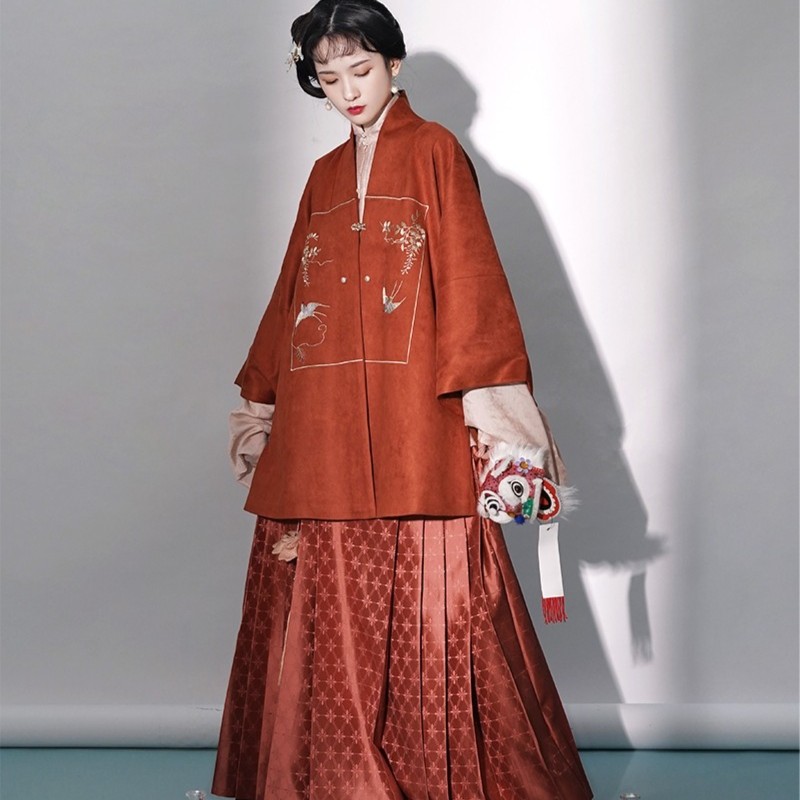 【上遥居】衔春处 明制原创改良秋冬汉服女短款对襟补加绒