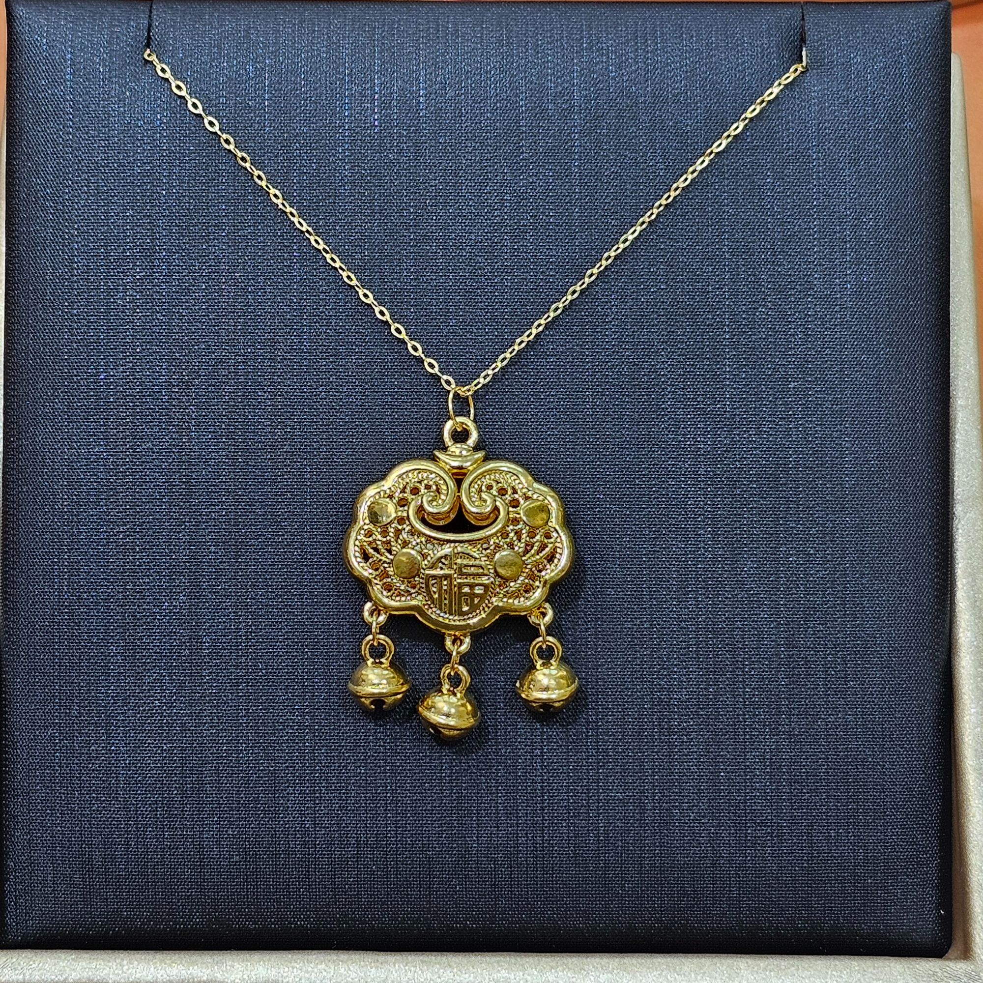 老庙老庙足金999足金玲珑锁小孩宝宝锁包