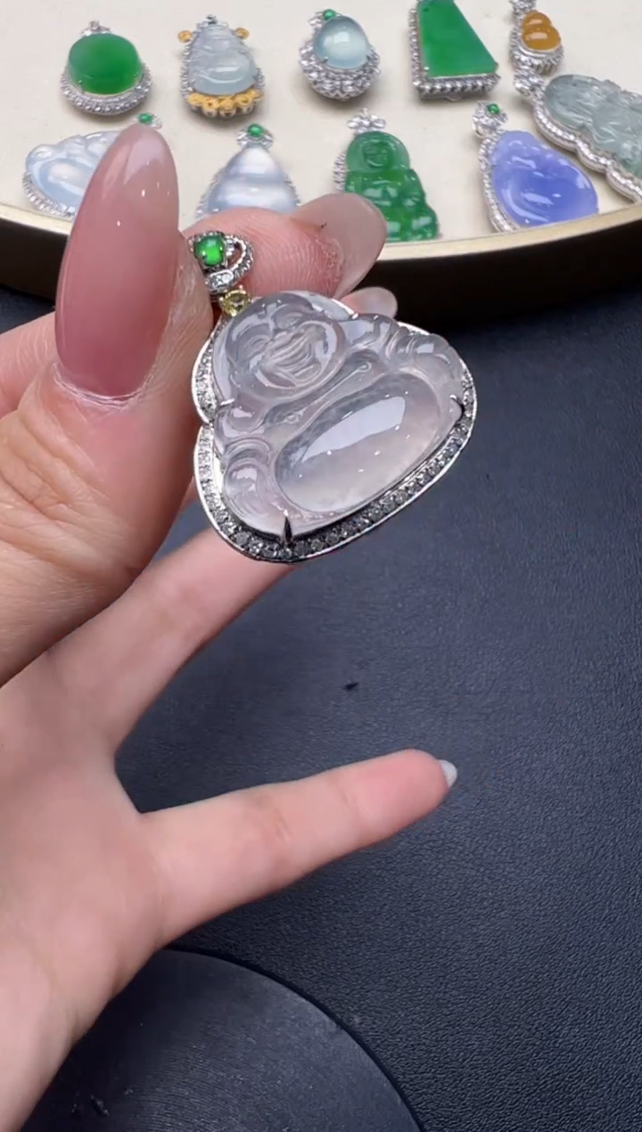 【闪购商品】翡翠吊坠(不含链)18K金镶嵌45佛公