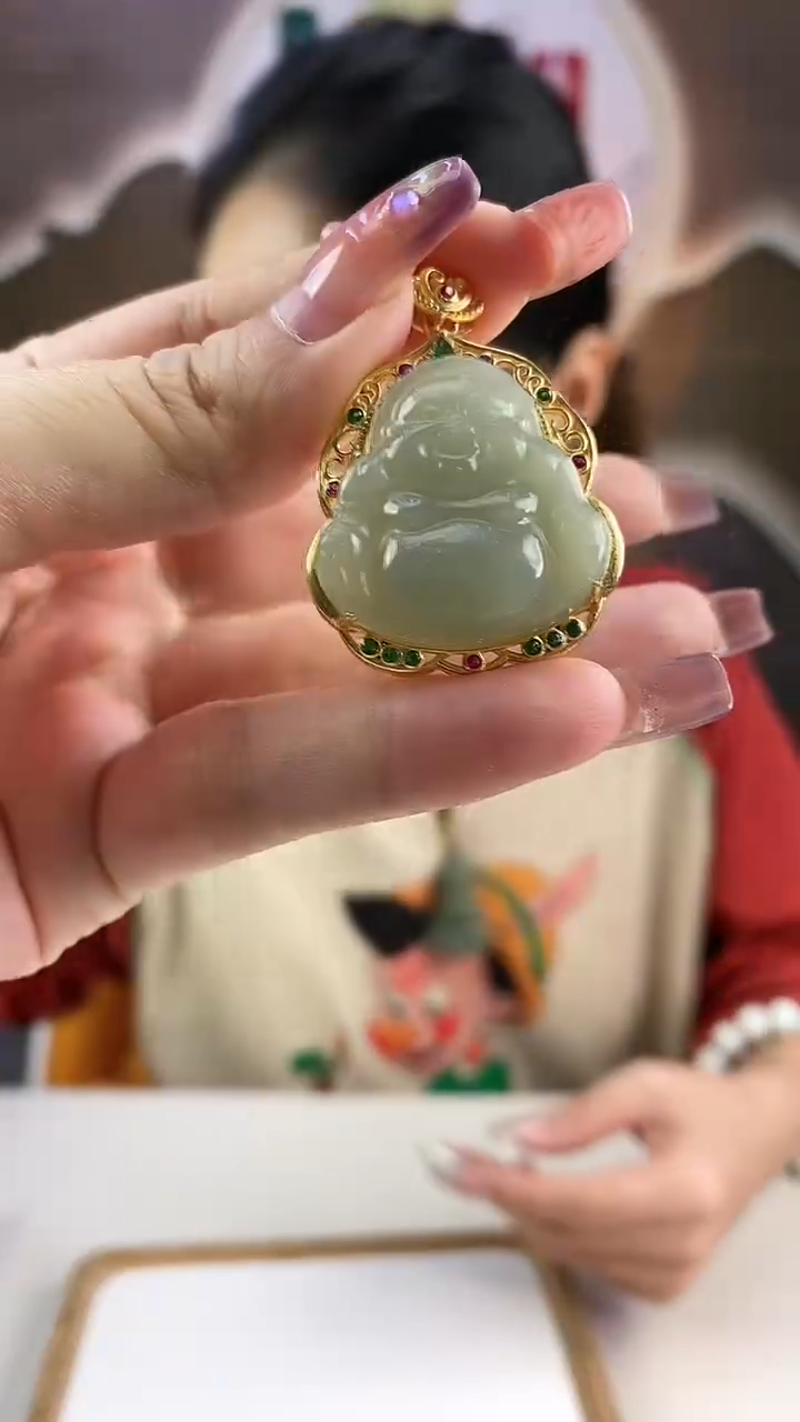 【闪购商品】和田玉颈饰银S925镶嵌佛公