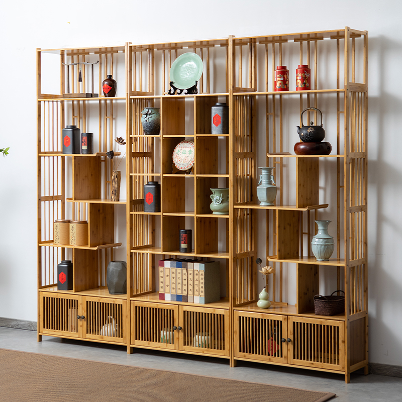 实木博古架多宝阁新中式书架办公室隔断架茶叶架茶柜摆件架陈列柜