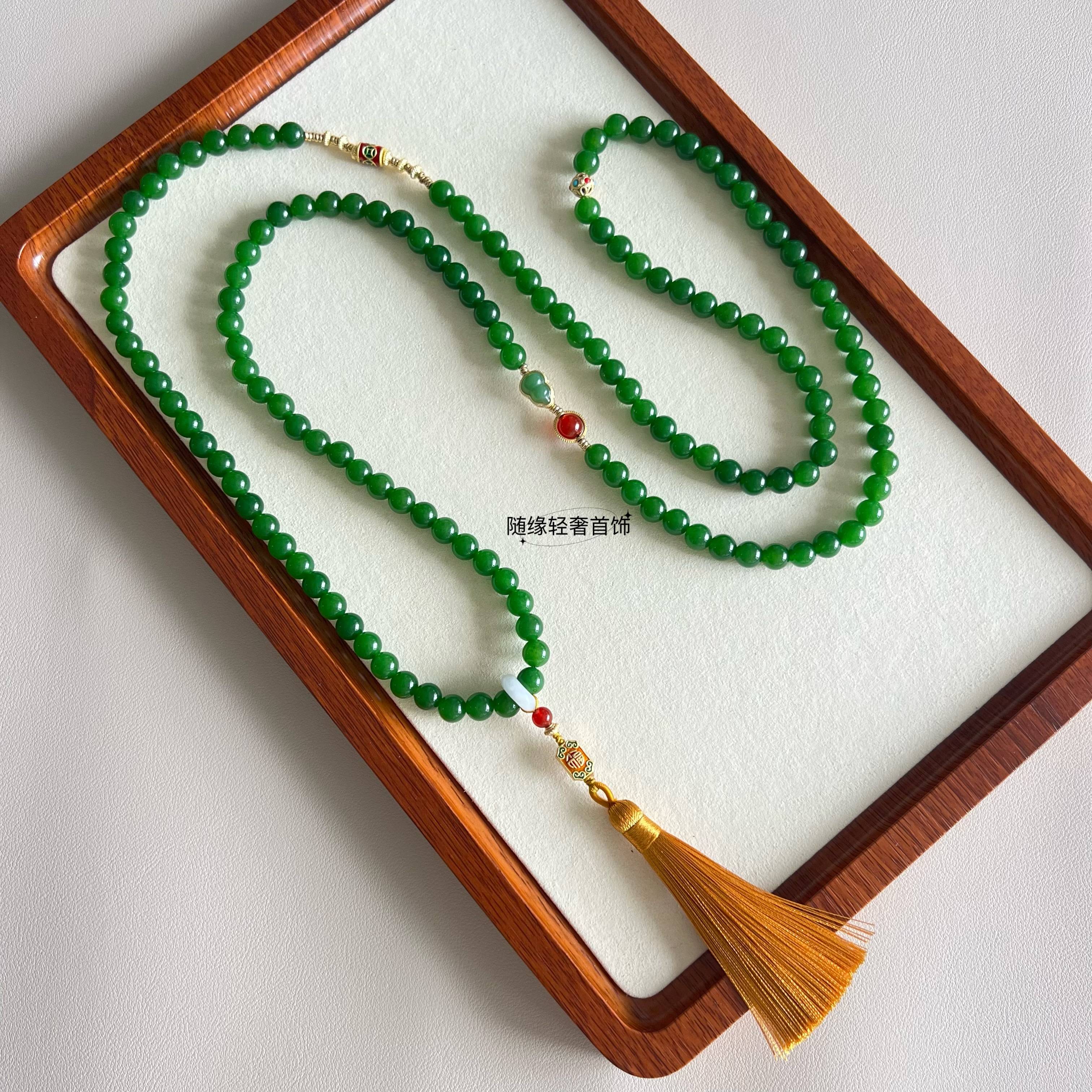 铜合金项链 长款国风斜挎链新潮多圈项链流苏吊坠新中式毛衣链