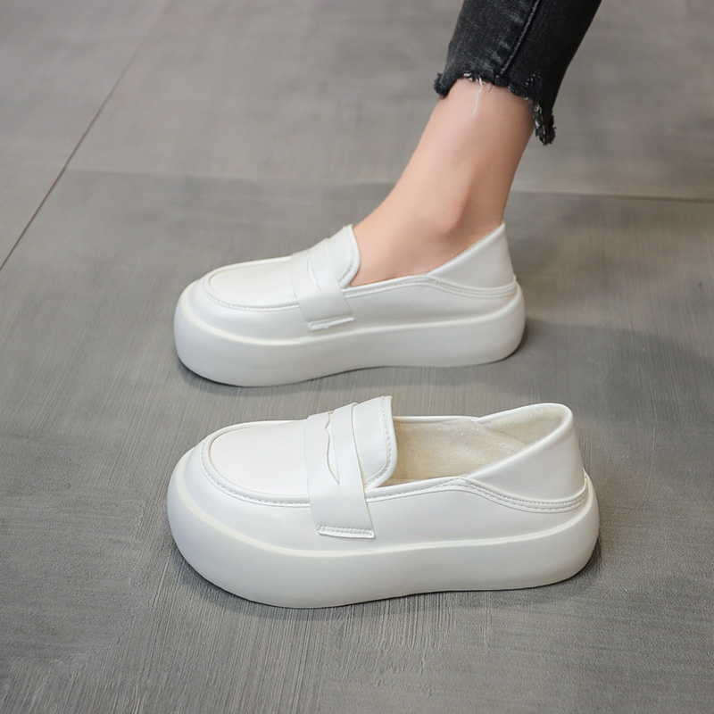 松糕厚底小白鞋女2023年春季新款两穿增高豆豆鞋防滑护士鞋乐福鞋