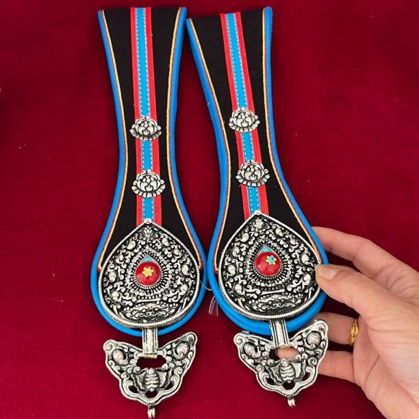 藏族配饰白铜镀银小号罗茹一对不掉色