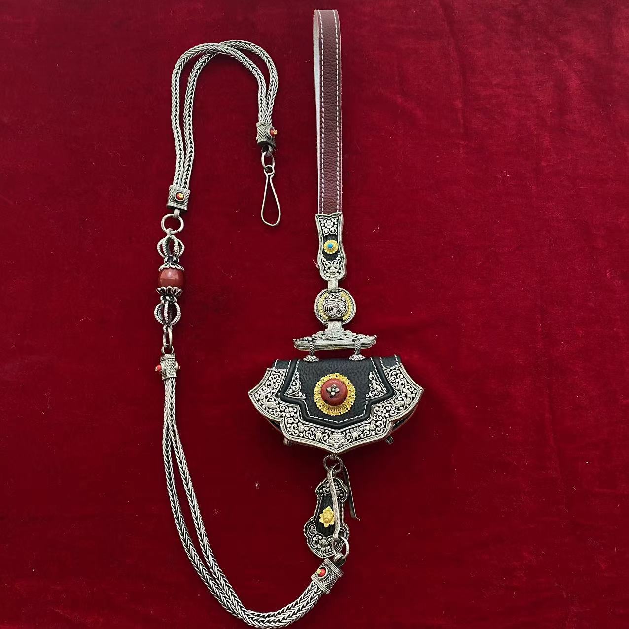 24新款女士藏族特色手工白铜加银腰链钱包简约大气超值2件经典款