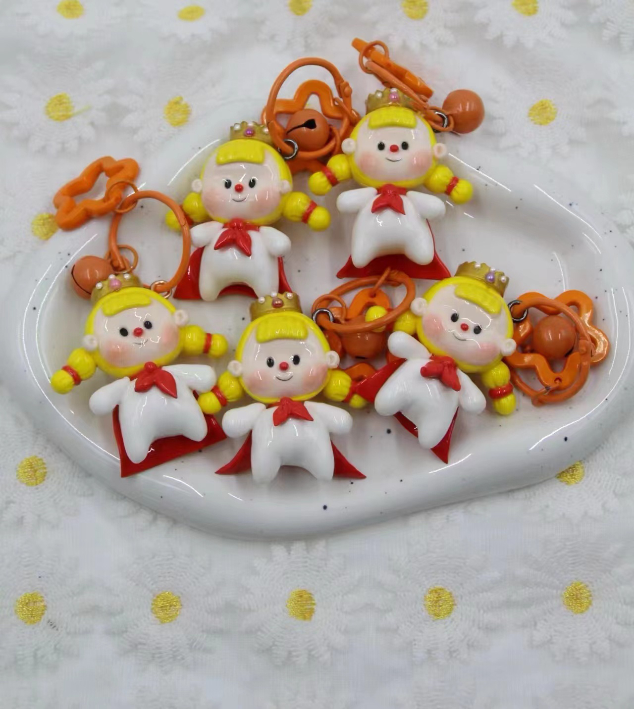 手工树脂多妹钥匙扣摆件